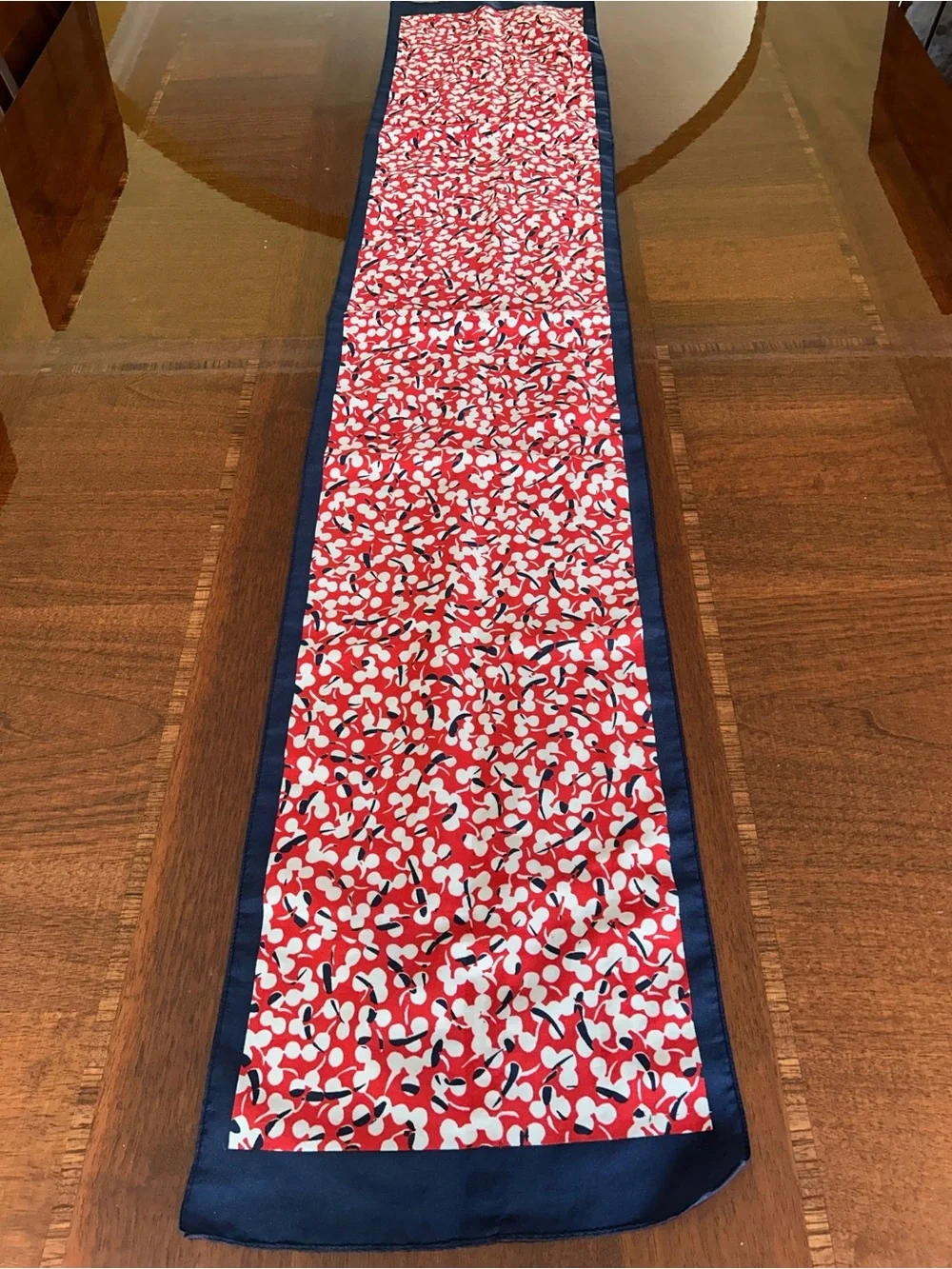 Red, Navy & White Patterned Women's Scarf 10“ x 51“